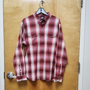 Lands' End Tailored fit Size L 16-16.5 plaid long sleeve shirt